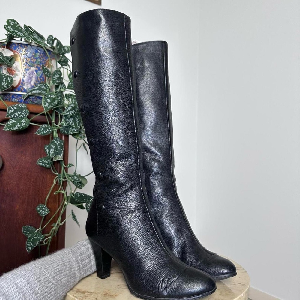 Vintage 90s 2000s knee high square rounded toe high heel boots Size 9.5 - Picture 4 of 8